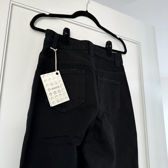 ❌SOLD❌NWT Khaite Preen Denim Pants Curved In-seam Wide-leg Jeans Sz 30 Black - Picture 8 of 11